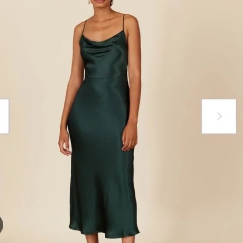 Dark Green Cowl Neck Slip Dress